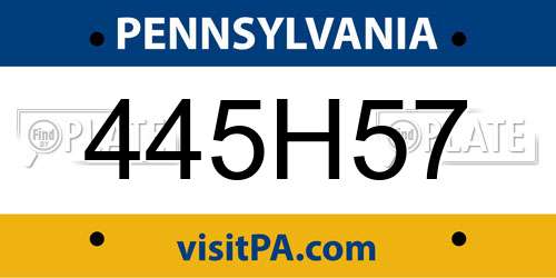 445H57 Pennsylvania License Plate
