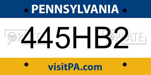 445HB2 Pennsylvania License Plate