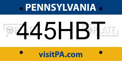 445HBT Pennsylvania License Plate