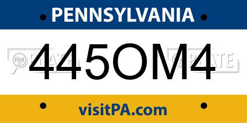 445OM4 Pennsylvania License Plate