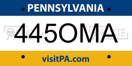 445OMA Pennsylvania License Plate