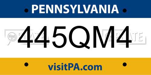 445QM4 Pennsylvania License Plate