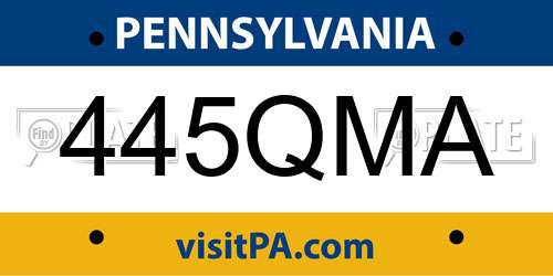 445QMA Pennsylvania License Plate