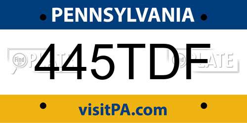 445TDF Pennsylvania License Plate