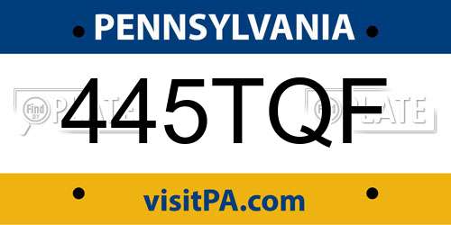 445TQF Pennsylvania License Plate