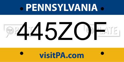 445ZOF Pennsylvania License Plate