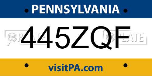 445ZQF Pennsylvania License Plate