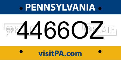 4466OZ Pennsylvania License Plate