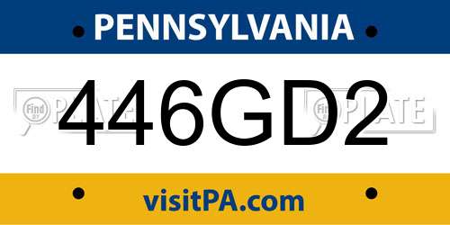 446GD2 Pennsylvania License Plate