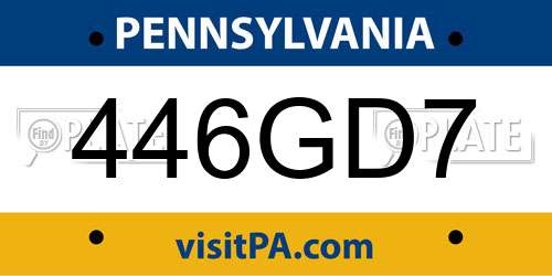 446GD7 Pennsylvania License Plate