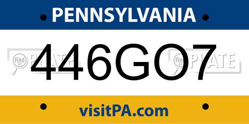 446GO7 Pennsylvania License Plate