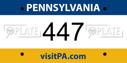 447 Pennsylvania License Plate