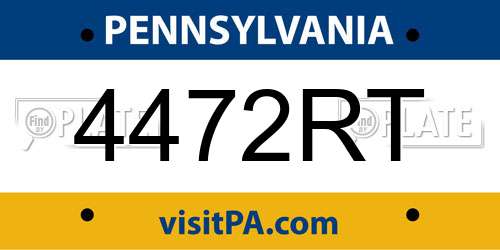 4472RT Pennsylvania License Plate