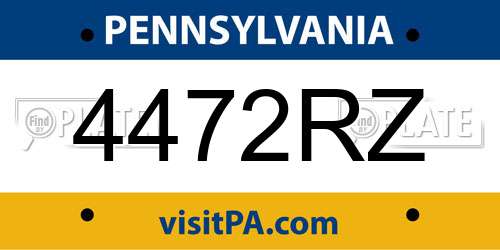 4472RZ Pennsylvania License Plate