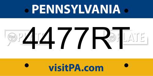 4477RT Pennsylvania License Plate