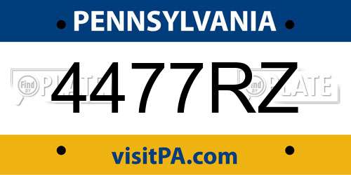 4477RZ Pennsylvania License Plate