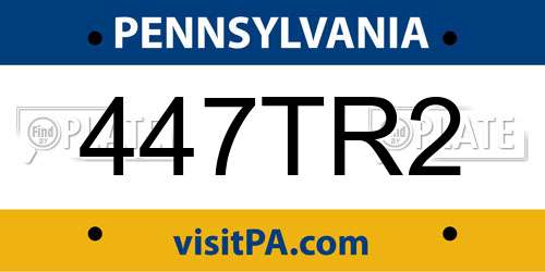 447TR2 Pennsylvania License Plate