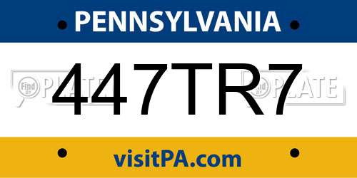 447TR7 Pennsylvania License Plate