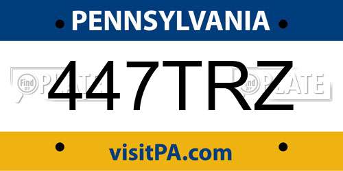 447TRZ Pennsylvania License Plate