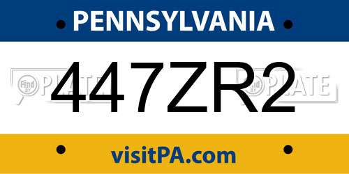 447ZR2 Pennsylvania License Plate