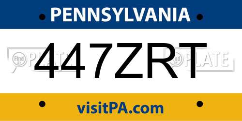 447ZRT Pennsylvania License Plate