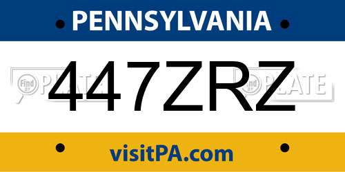 447ZRZ Pennsylvania License Plate