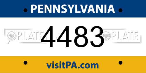 4483 Pennsylvania License Plate