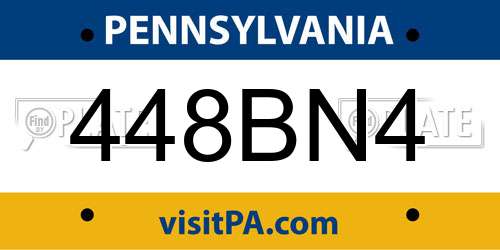 448BN4 Pennsylvania License Plate