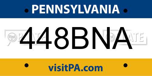 448BNA Pennsylvania License Plate