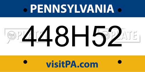 448H52 Pennsylvania License Plate