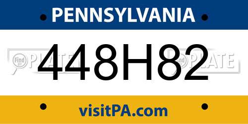 448H82 Pennsylvania License Plate