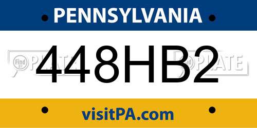 448HB2 Pennsylvania License Plate