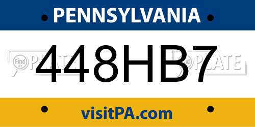 448HB7 Pennsylvania License Plate