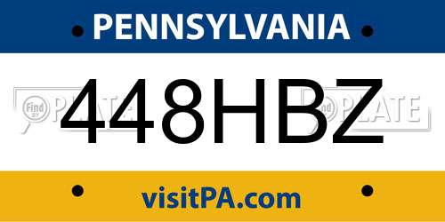 448HBZ Pennsylvania License Plate