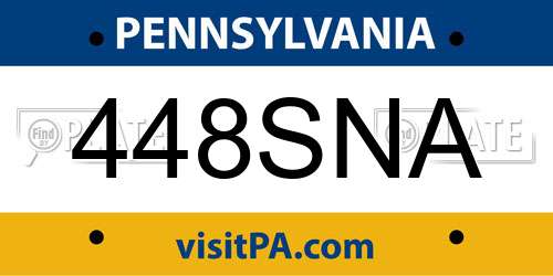 448SNA Pennsylvania License Plate