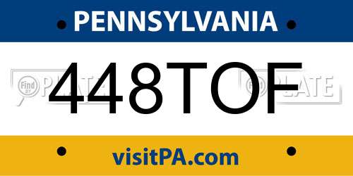 448TOF Pennsylvania License Plate