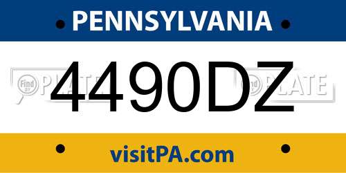4490DZ Pennsylvania License Plate