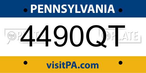 4490QT Pennsylvania License Plate