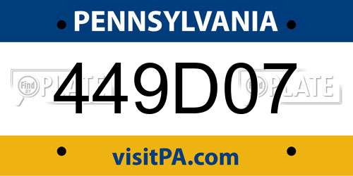 449D07 Pennsylvania License Plate