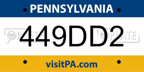449DD2 Pennsylvania License Plate
