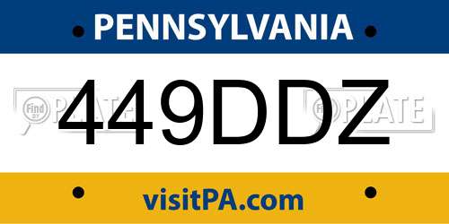 449DDZ Pennsylvania License Plate
