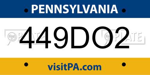449DO2 Pennsylvania License Plate