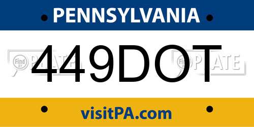 449DOT Pennsylvania License Plate