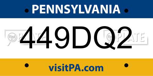 449DQ2 Pennsylvania License Plate