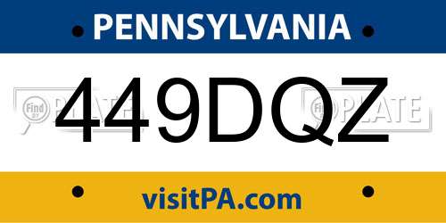449DQZ Pennsylvania License Plate
