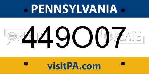 449O07 Pennsylvania License Plate
