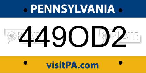 449OD2 Pennsylvania License Plate