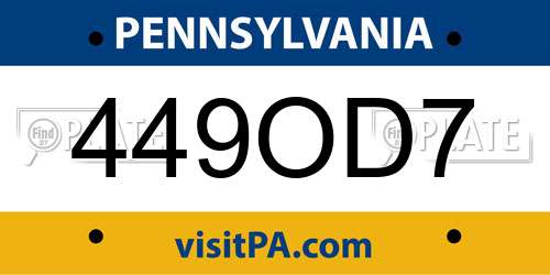 449OD7 Pennsylvania License Plate