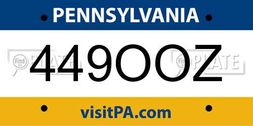 449OOZ Pennsylvania License Plate