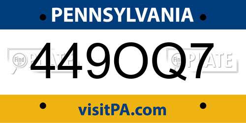 449OQ7 Pennsylvania License Plate